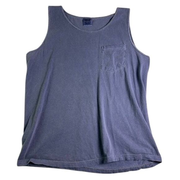 Comfort Colors Pocket Tank Mens Large 100% Cotton Blue Jean Classic USA Summer - Picture 1 of 7